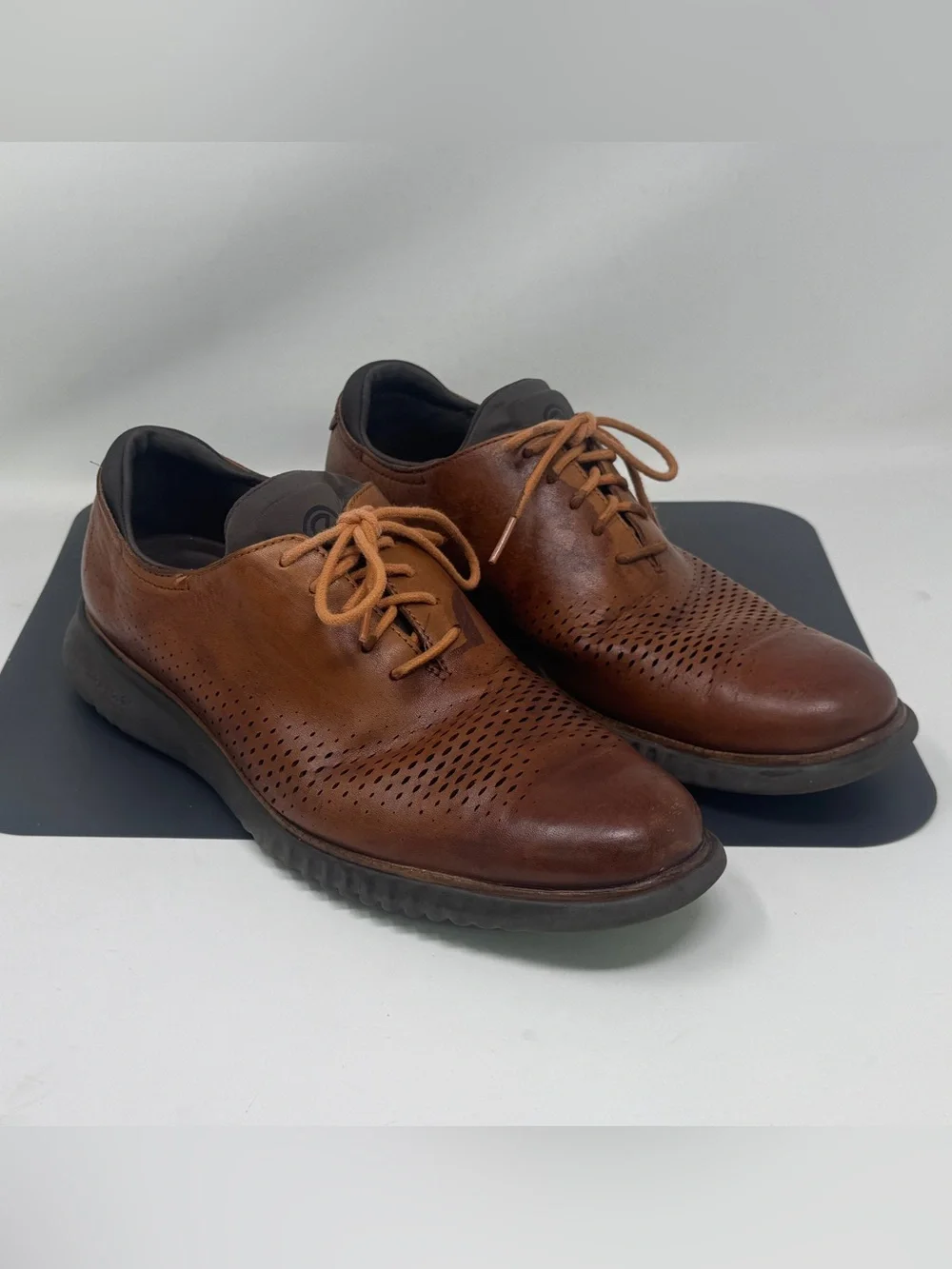 Cole Haan Men's Zerogrand Casual Perforated Leather Shoes - Brown size 10.5W